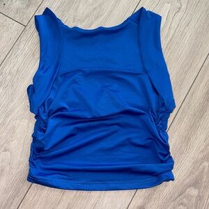 Blue square neck tank top